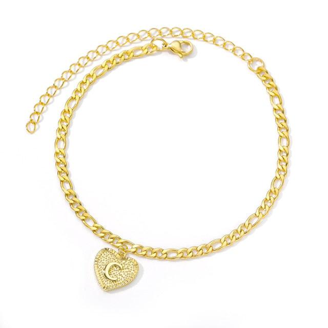 Initial Heart Anklet